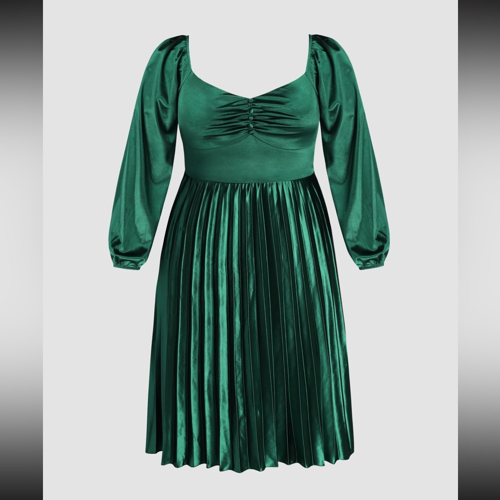 Green - Long sleeve midi dress by Cider , size 1X, brand new w/ tags